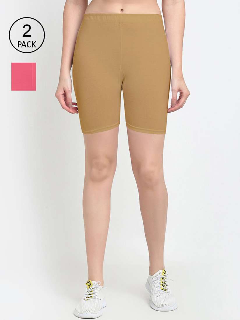 Buy GRACIT Women Pack of 2 Mustard Yellow Magenta Biker Shorts Shorts for Women 16623736 Myntra