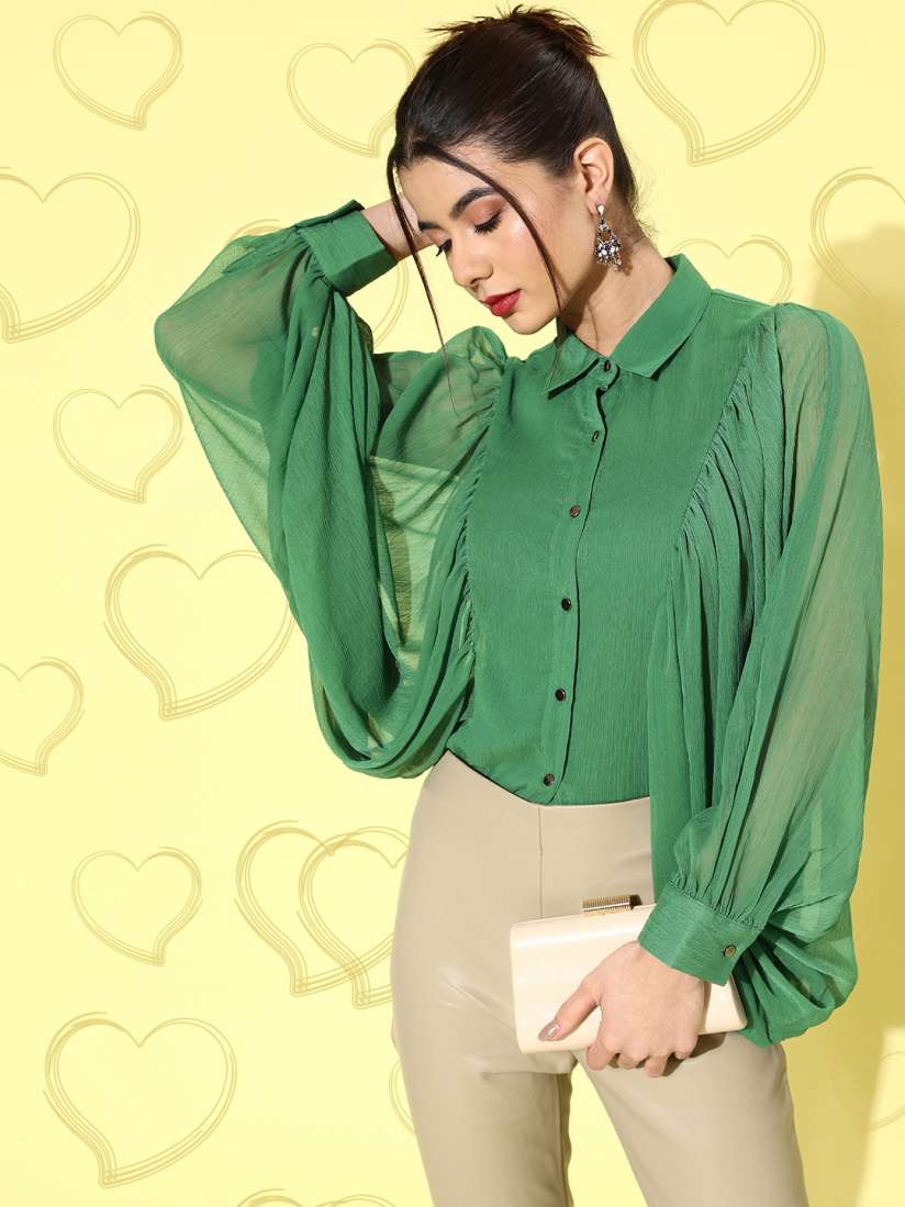 Solid batwing sleeve casual top top