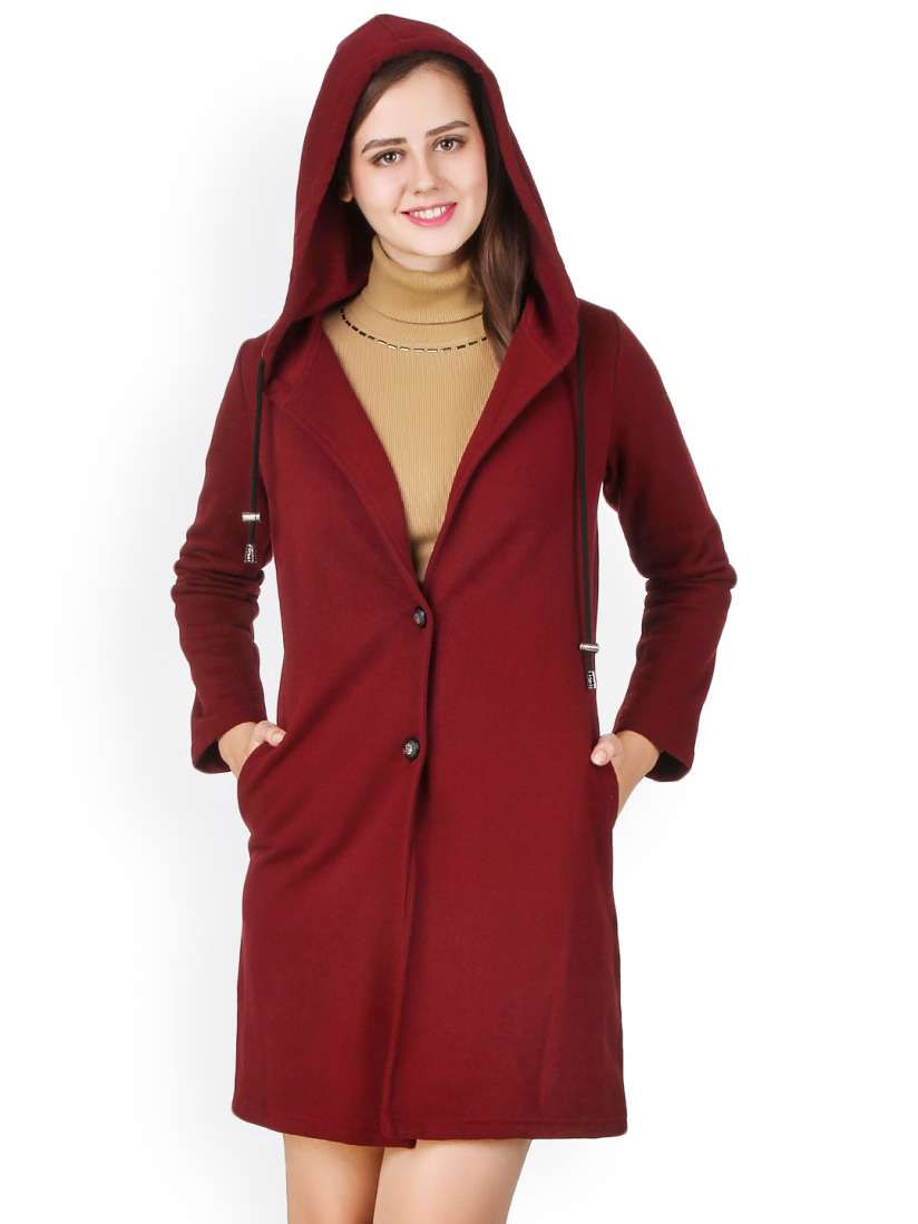 Buy Texco Maroon Hooded Coat Coats for Women 1663703 Myntra
