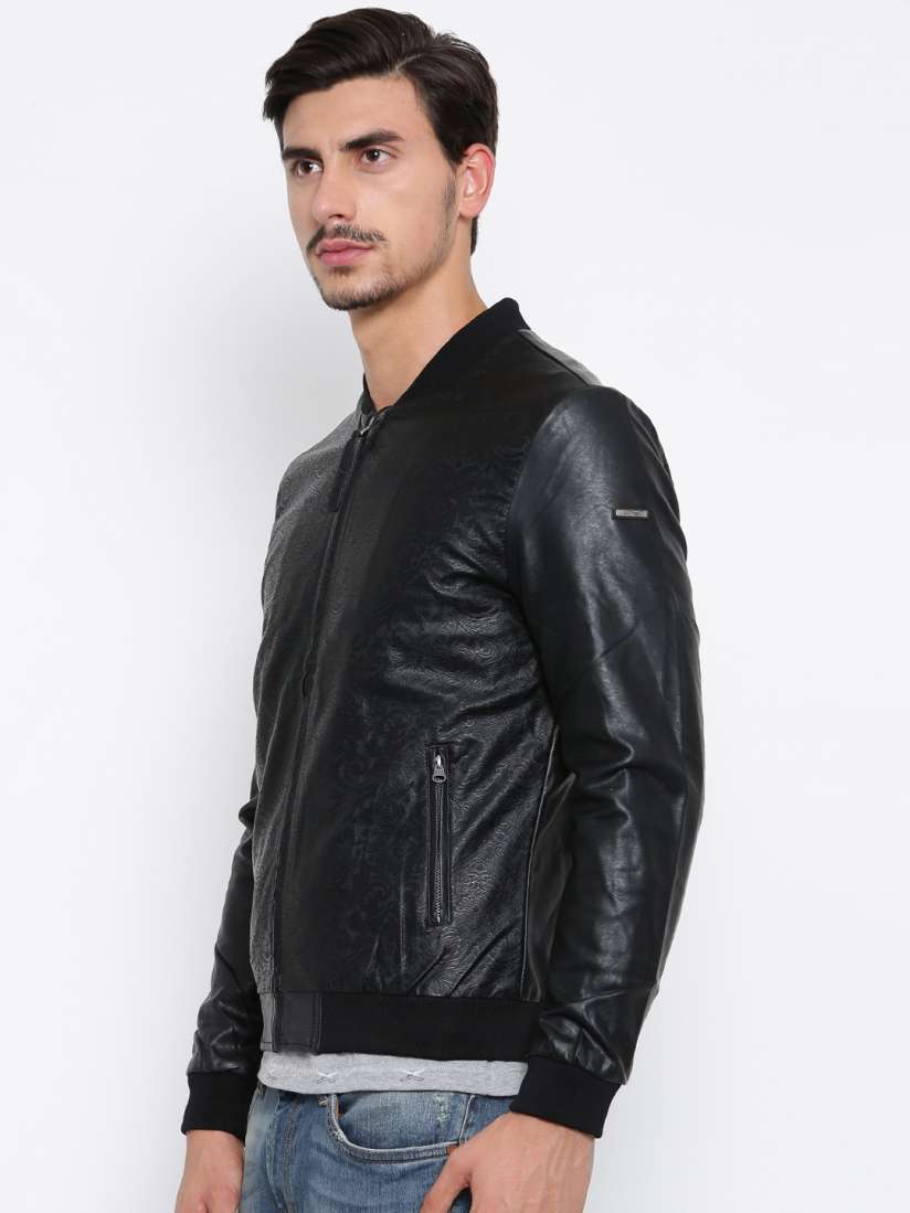 Buy Ed Hardy Men Black Self Design Biker Jacket Jackets for Men 1663767 Myntra