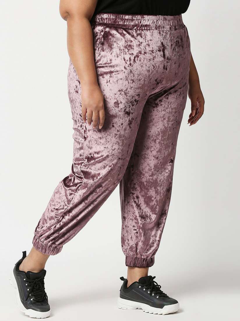 Plus size velvet joggers shop
