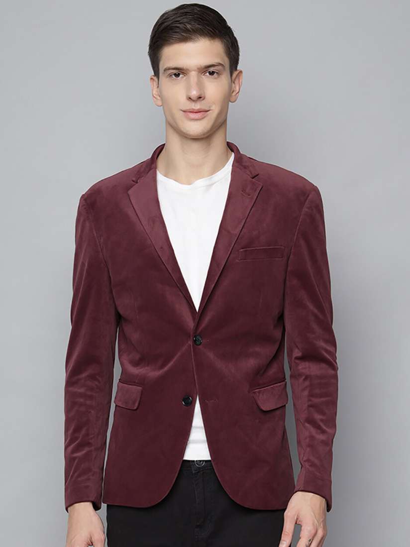 Buy LINDBERGH Men Burgundy Solid Slim Fit Single Breasted Blazer Blazers for Men 16645110 Myntra