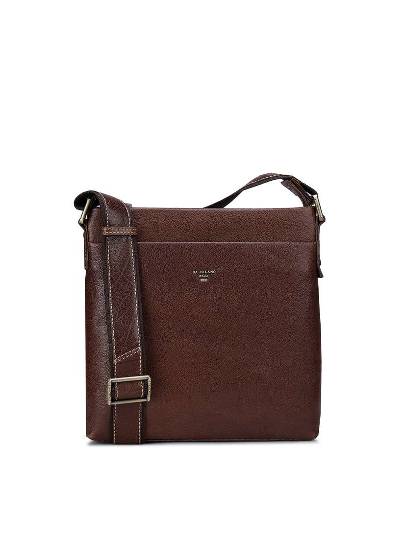 Buy Da Milano Men Brown Textured Messenger Bag Messenger Bag for Men 16646804 Myntra