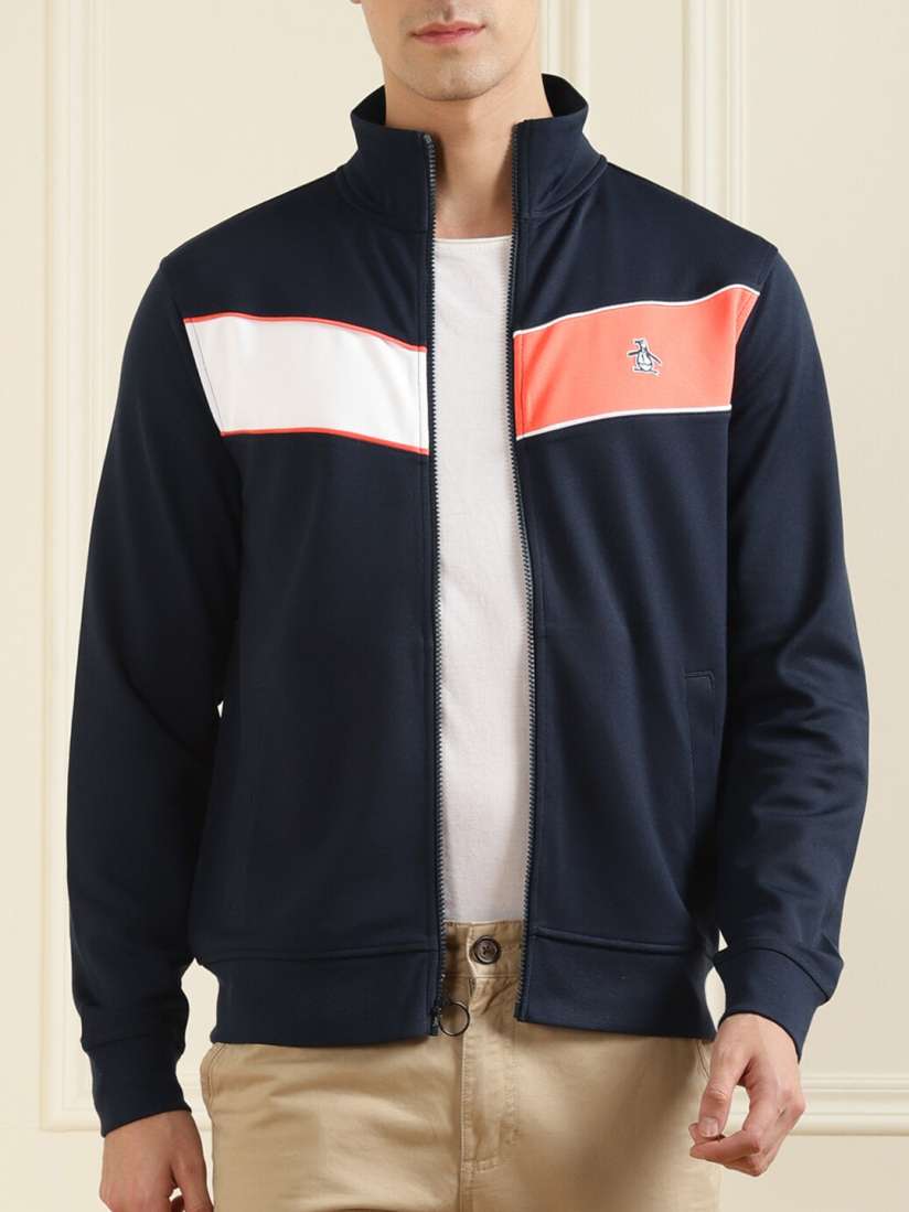 Buy Original Penguin Men Navy Blue Colourblocked Lightweight Sporty Jacket Jackets for Men 16651872 Myntra