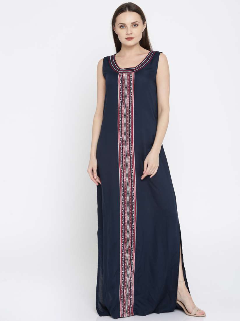 Buy Global Desi Women Blue Self Design Maxi Dress Dresses for Women 1665263 Myntra