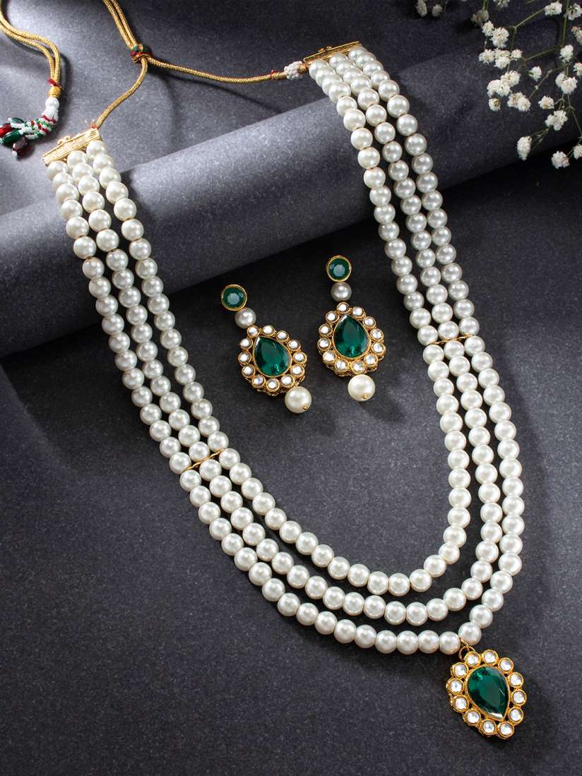 Buy Peora Women White Gold Plated Traditional Pearl Jewellery Set Jewellery Set for Women 16652646 Myntra