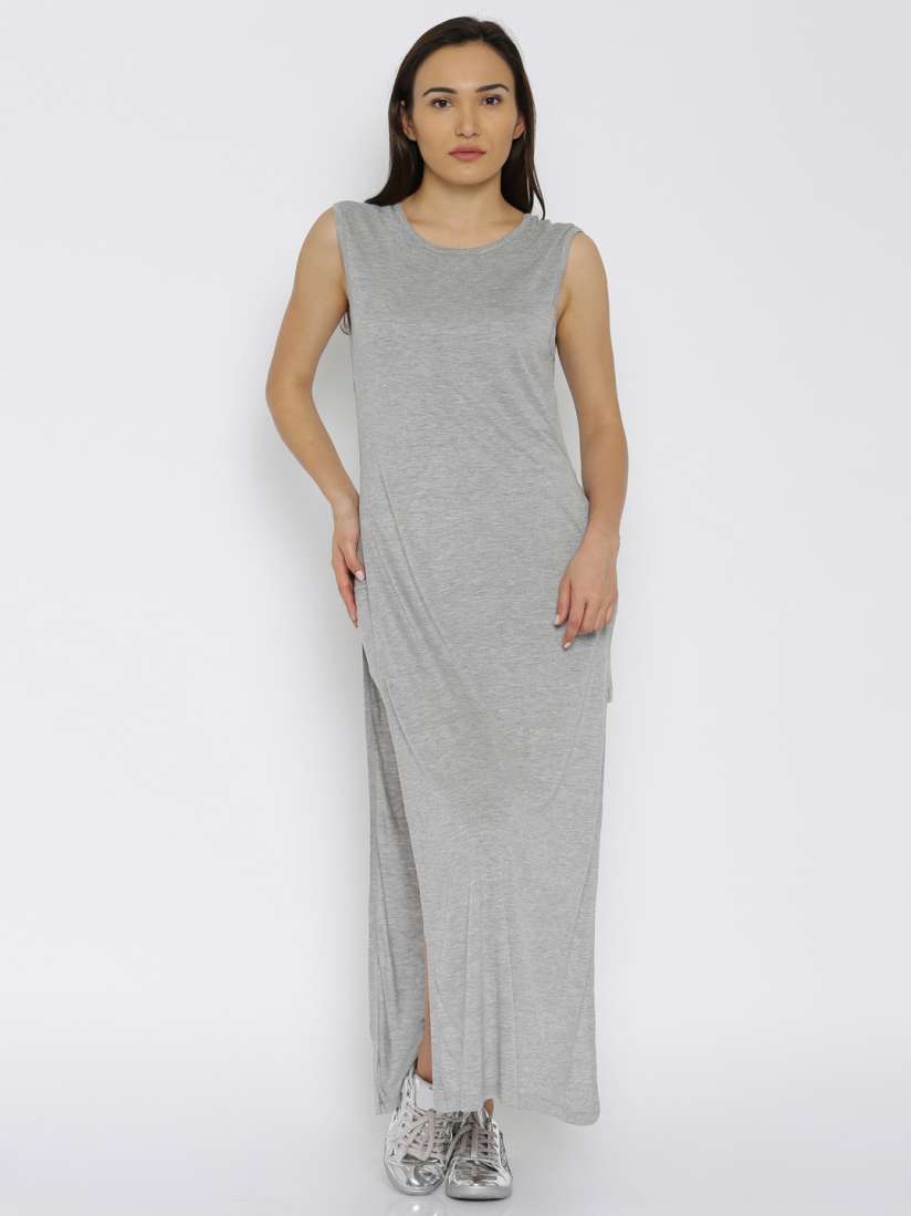 Buy Ginger by Lifestyle Women Grey Melange Solid Maxi Dress Dresses for Women 1665799 Myntra