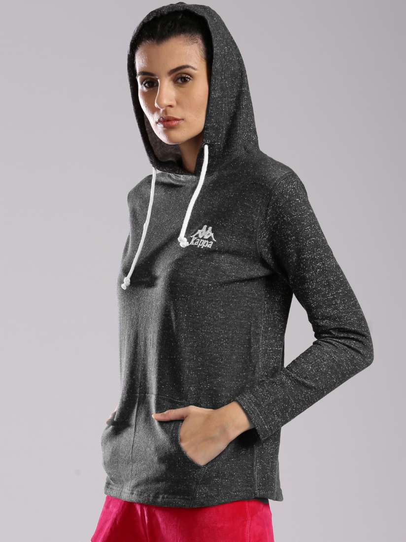 Buy Kappa Grey Hooded Sweatshirt Sweatshirts for Women 1665855 Myntra