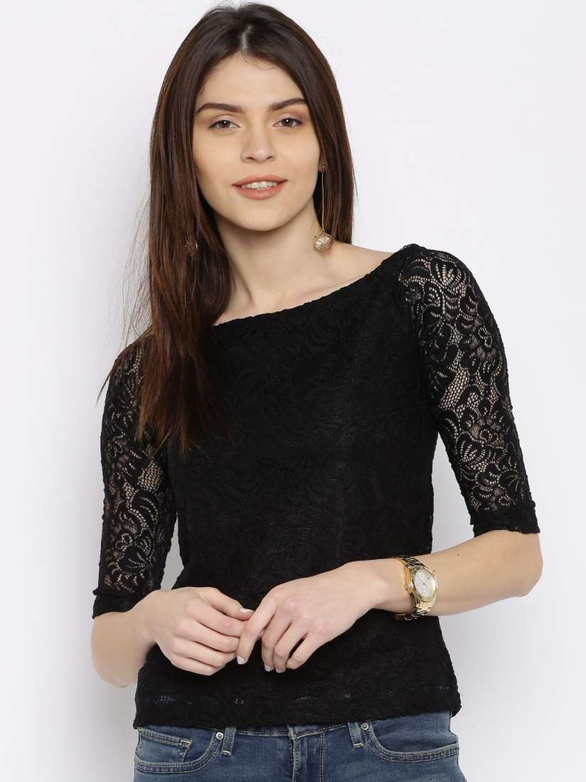 Buy CODE by Lifestyle Women Black Lace Top - Tops for Women 1665884 | Myntra