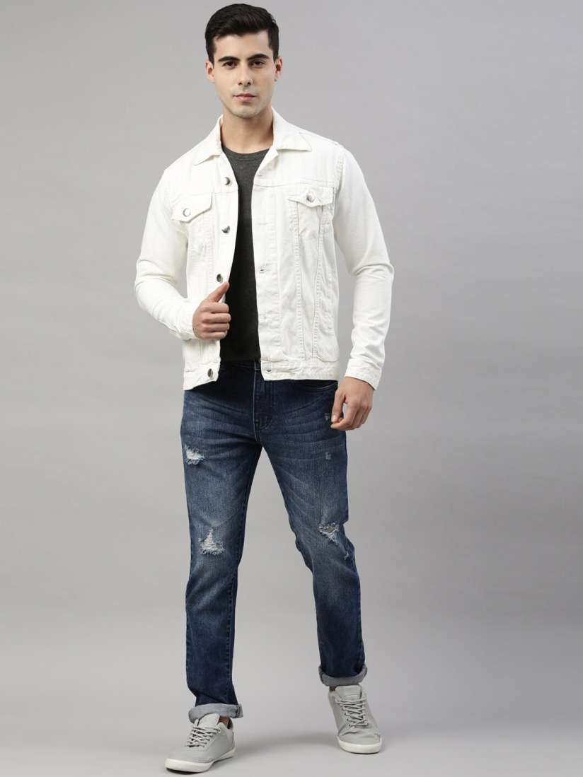 Male white denim jacket deals