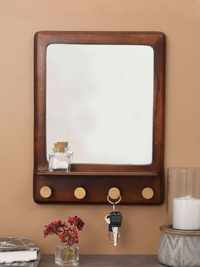 Mirror with shelf and hooks outlet