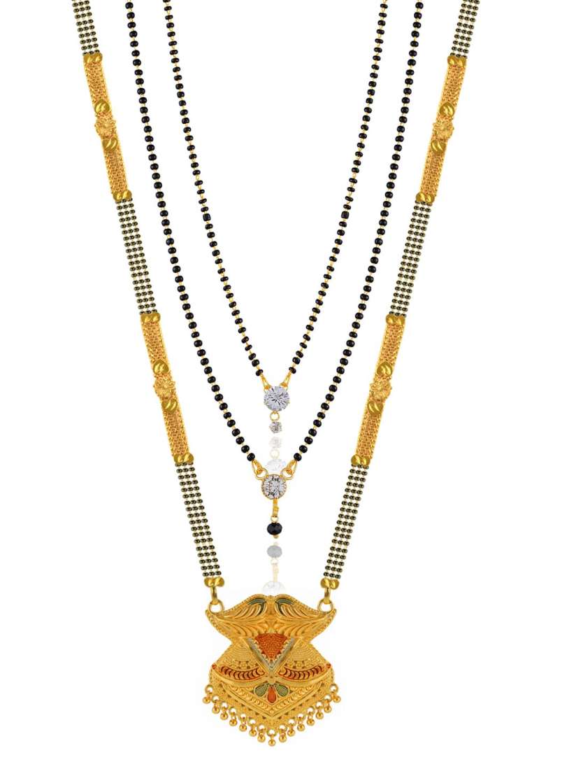 Buy Brandsoon Set Of 3 One Gram Gold Plated Black Beaded Mangalsutras Mangalsutra for Women 16680996 Myntra
