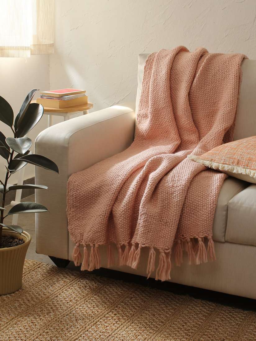 Buy House This Peach Coloured Self Design Sofa Throw Throws for Unisex 16685198 Myntra