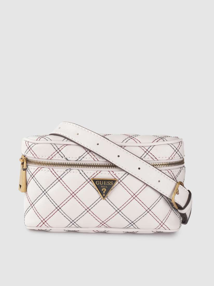 Buy GUESS Women White Quilted Fanny Pack Waist Pouch for Women 16687024 Myntra