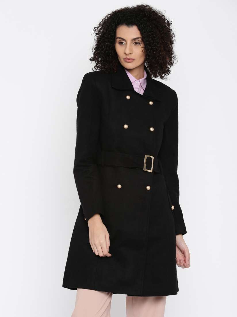 Buy Park Avenue Women Black Double Breasted Trench Coat Coats for Women 1668935 Myntra