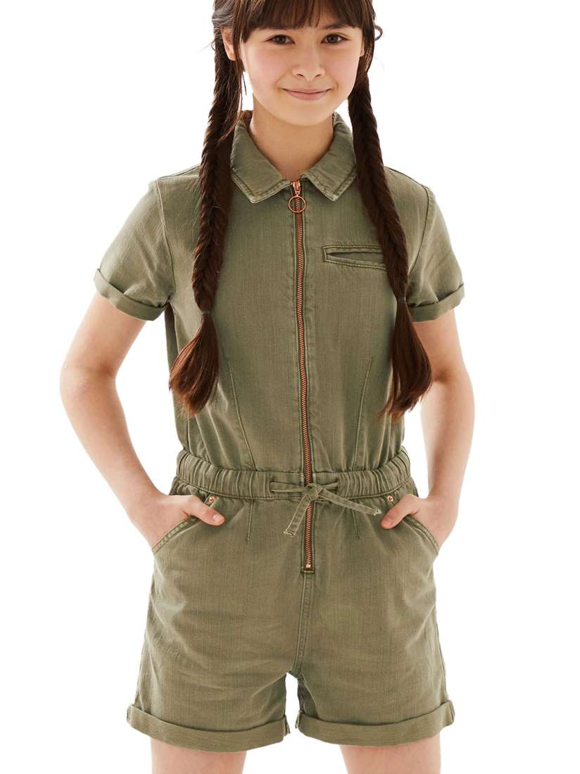 Buy Marks Spencer Girls Khaki Solid Playsuit Jumpsuit for Girls 16692966 Myntra