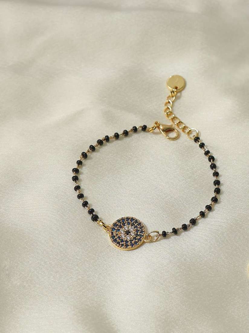 Buy Pipa Bella Women Gold Toned Black Brass CZ Studded Evil Eye Mangalsutra Bracelet Bracelet for Women 16693534 Myntra