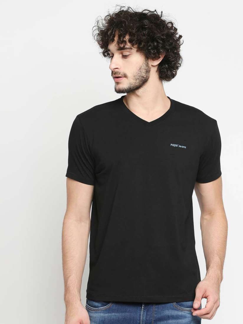Buy Pepe Jeans Men Black V Neck Slim Fit T shirt Tshirts for Men 16696310 Myntra