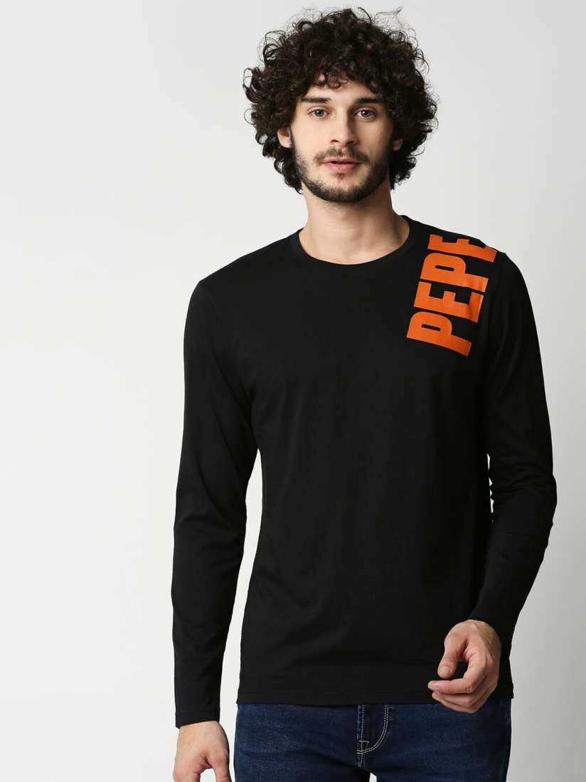 Buy Pepe Jeans Men Black Typography Slim Fit T shirt Tshirts for Men 16696332 Myntra