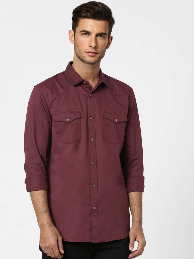Buy Jack Jones Men Burgundy Solid Regular Fit Pure Cotton Casual Shirt Shirts for Men 16698180 Myntra
