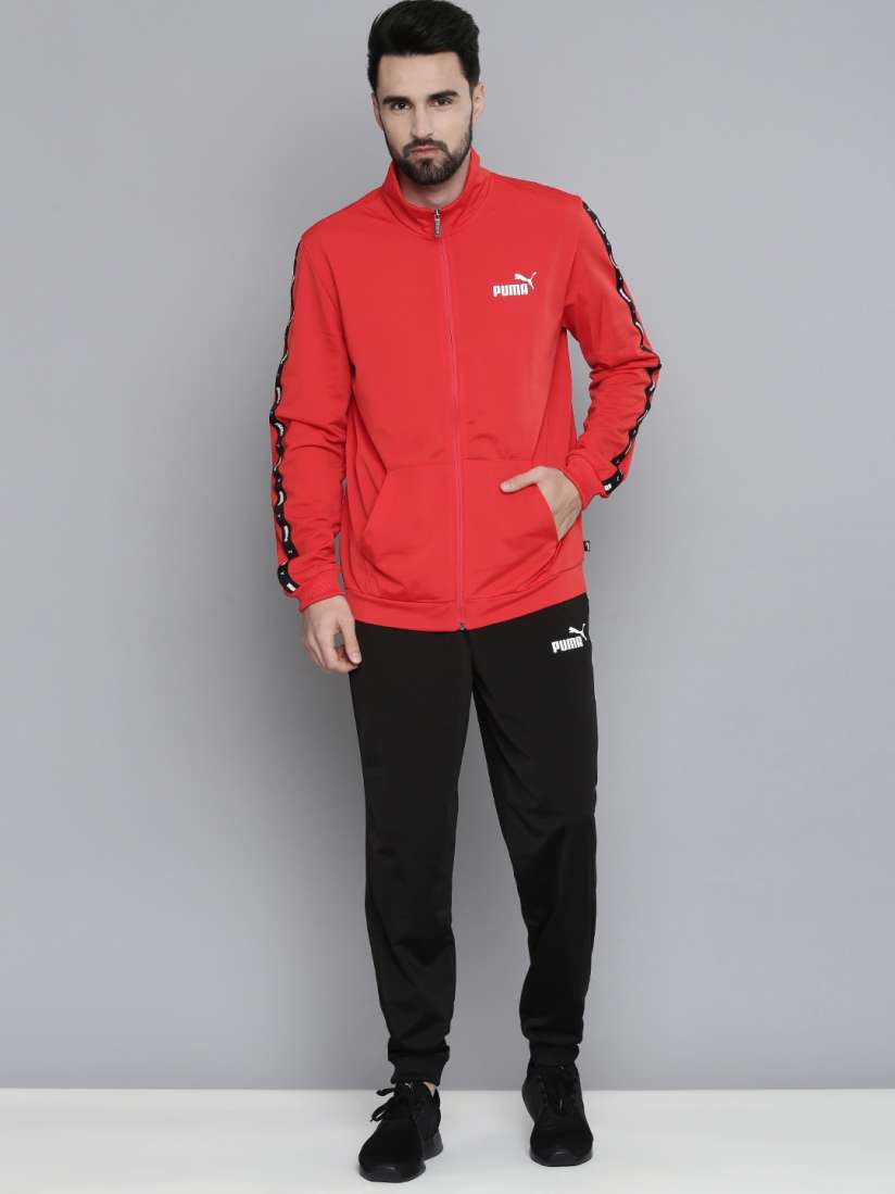Buy Puma Men Red Black Solid Tape Sustainable Regular Fit Tracksuit Tracksuits for Men 16704210 Myntra