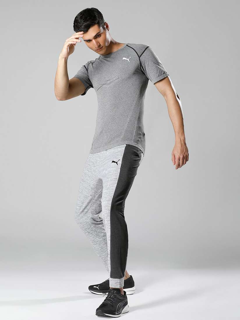 Cloudspun Puma Joggers Mens Zip Pockets Puma Men Grey Melange