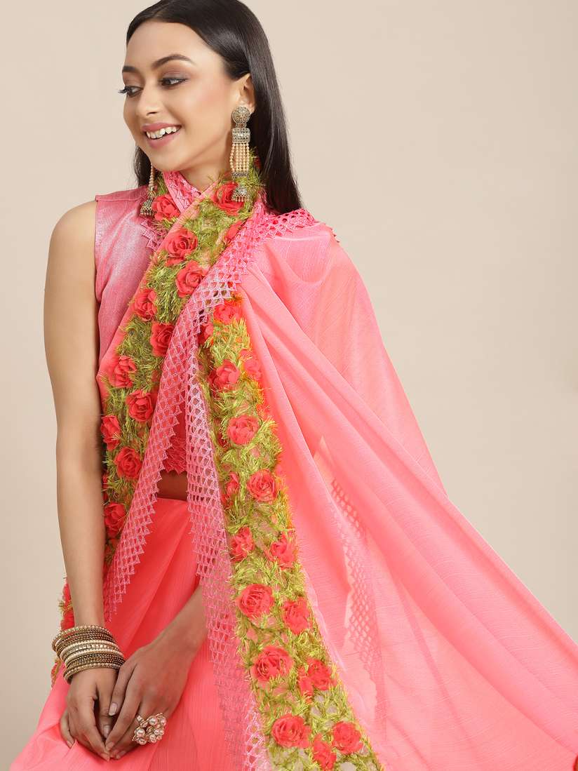 Buy RAJGRANTH Pink Floral Saree Sarees for Women 16707152 Myntra