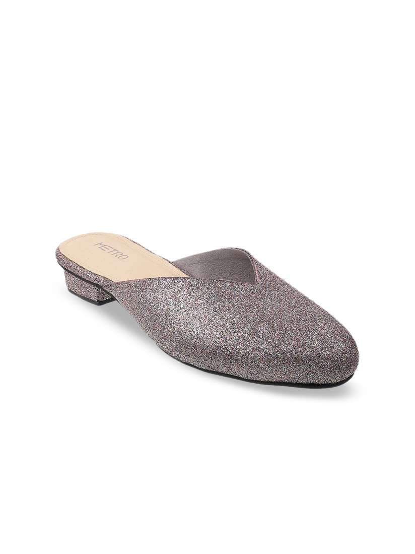 Buy Metro Black Embellished Block Mules Heels for Women 16707174 Myntra