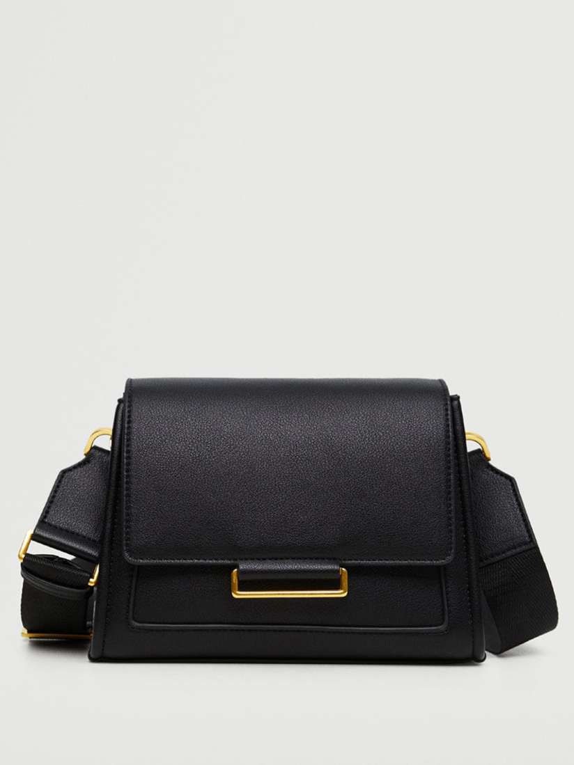 Mango black solid handheld bag with detachable sling strap sales
