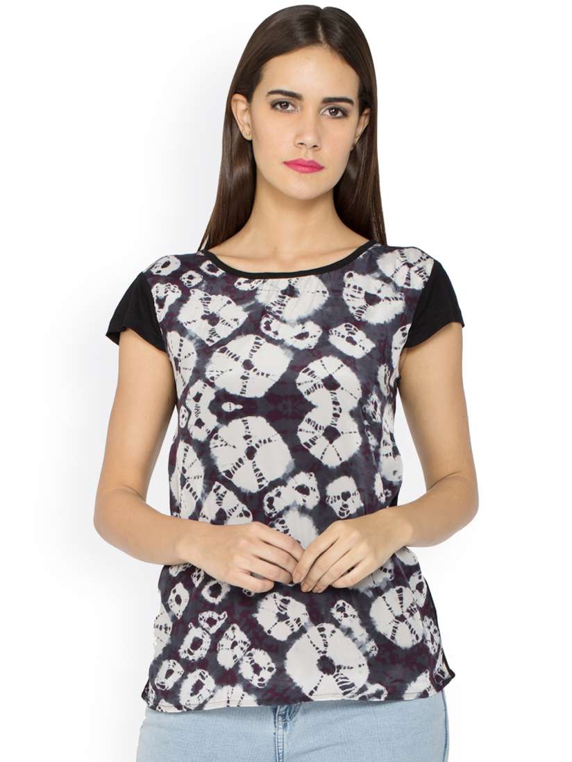 Buy Kraus Jeans Women Black White Tie Dyed Top Tops for Women 1670864 Myntra