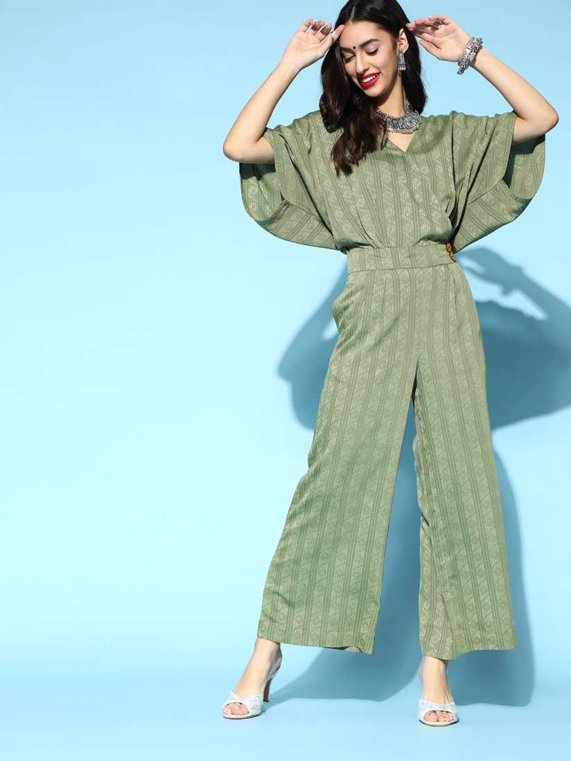 Buy Jaipur Kurti Women Gorgeous Green Self Design Ethnic Jumpsuit Jumpsuit for Women 16710688 Myntra