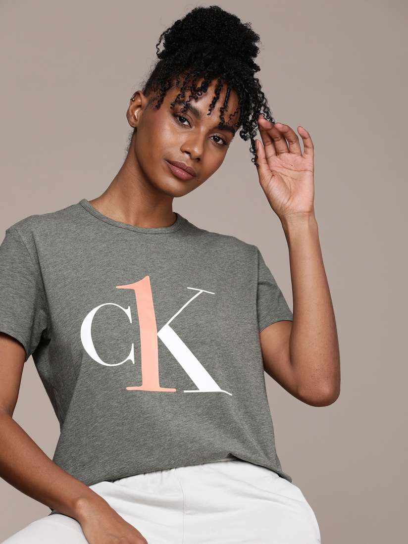 Buy Calvin Klein Underwear Brand Logo Printed Round Neck Lounge T shirt Lounge Tshirts for Women 16711210 Myntra