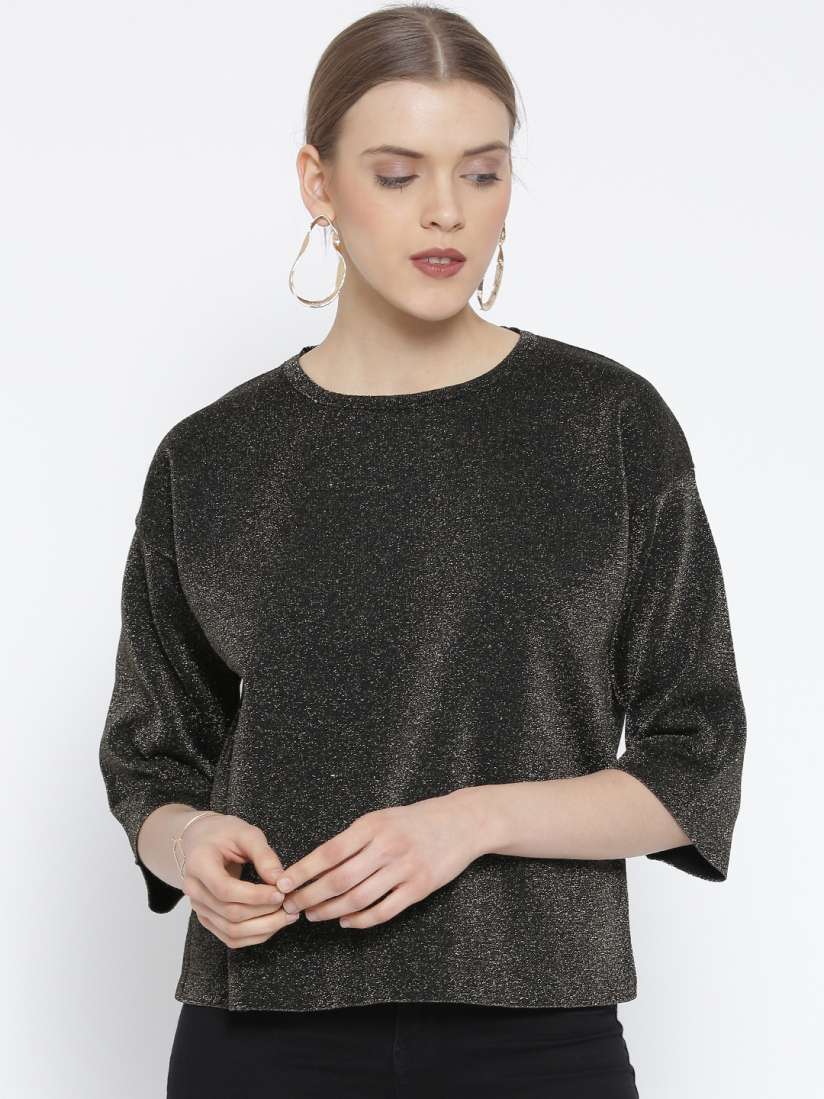Buy MANGO Women Black Shimmer Detail Sweater Sweaters for Women 1671225 Myntra