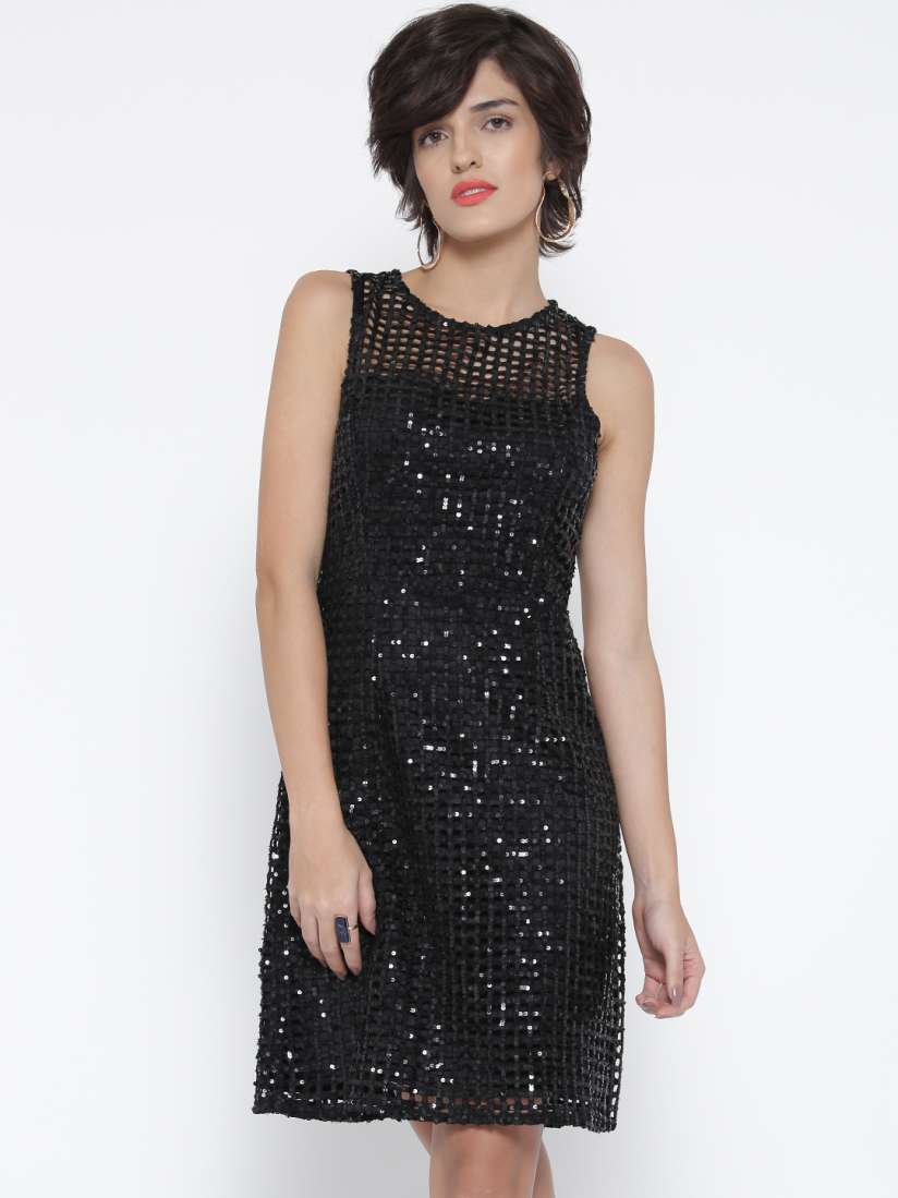 Mango black sequin dress shop