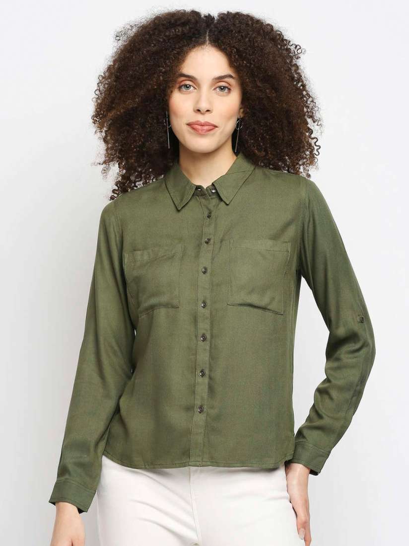 Buy Pepe Jeans Women Olive Green Casual Shirt Shirts for Women 16721790 Myntra