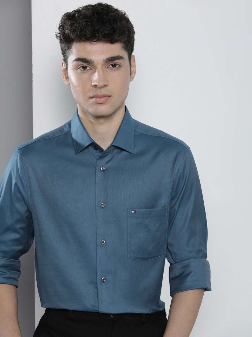 Teal tommy hilfiger shirt discount