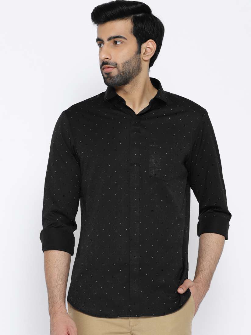 Buy John Players Men Black Slim Fit Self Design Partywear Shirt Shirts for Men 1673624 Myntra
