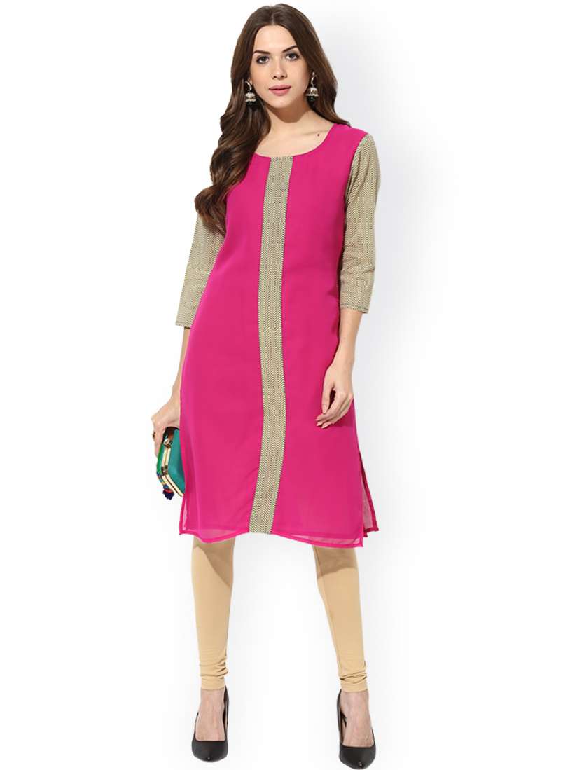 Aks women black solid straight kurta shop