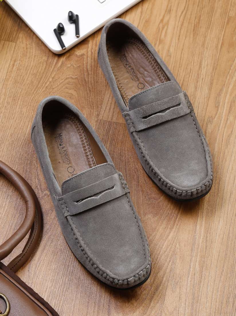 Buy MONKS KNIGHTS Men Grey Textured Suede Loafers Casual Shoes for Men 16739744 Myntra