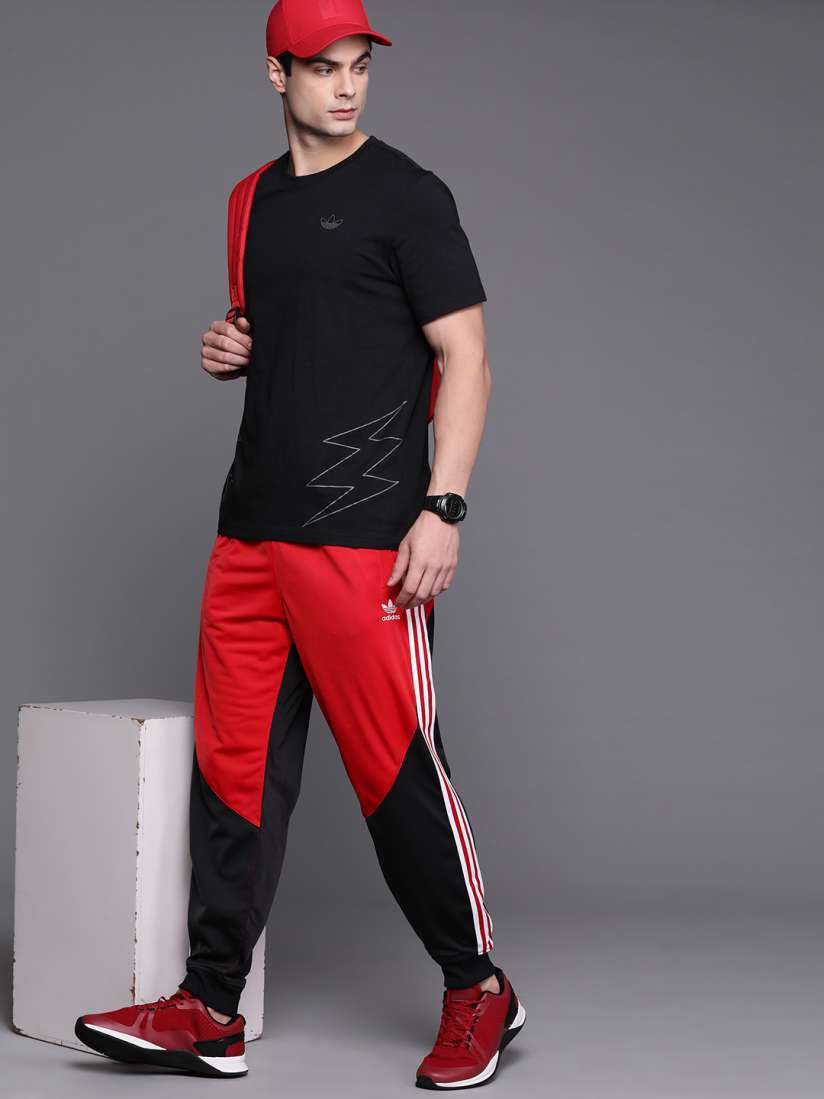 Buy ADIDAS Originals Men Black Red Colourblocked Side Stripe Taping Sustainable Joggers Track Pants for Men 16740808 Myntra