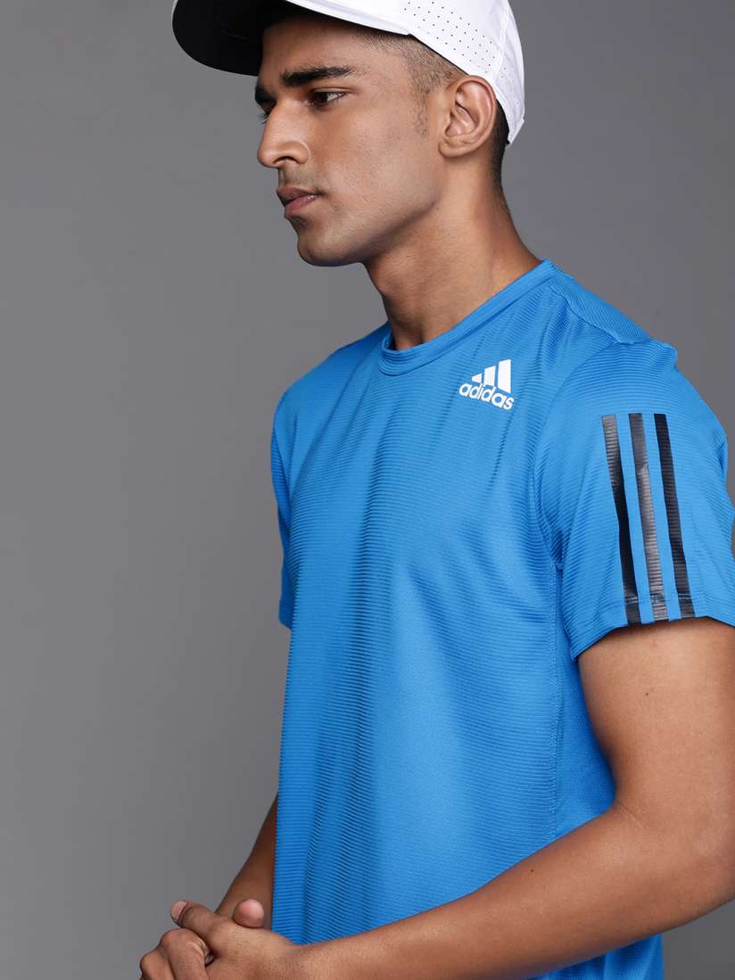 Buy ADIDAS Men Blue Printed Slim Fit Aeroready 3 Stripes Training or Gym T shirt Tshirts for Men 16740842 Myntra