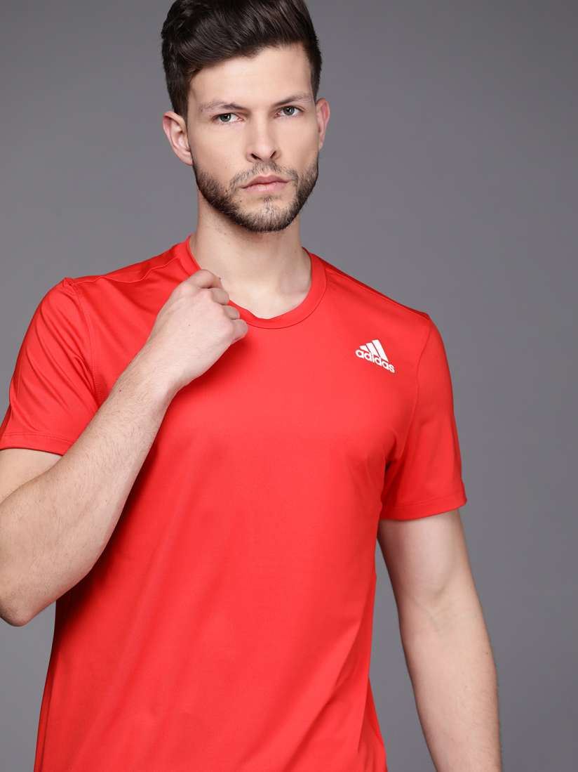 Buy ADIDAS Men Coral Red Solid Training or Gym T shirt Tshirts for Men 16740884 Myntra