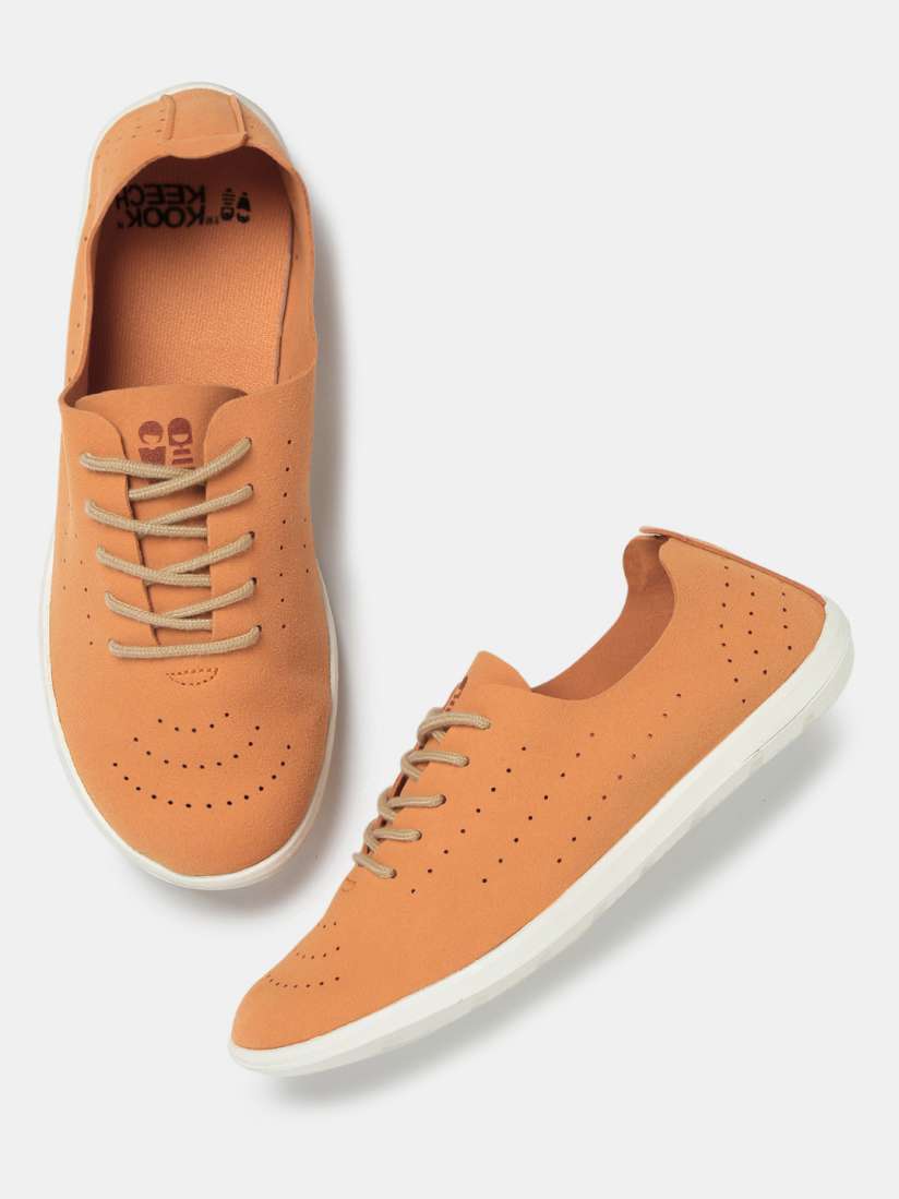Buy Kook N Keech Women Orange Perforated Regular Sneakers Casual Shoes for Women 1674931 Myntra