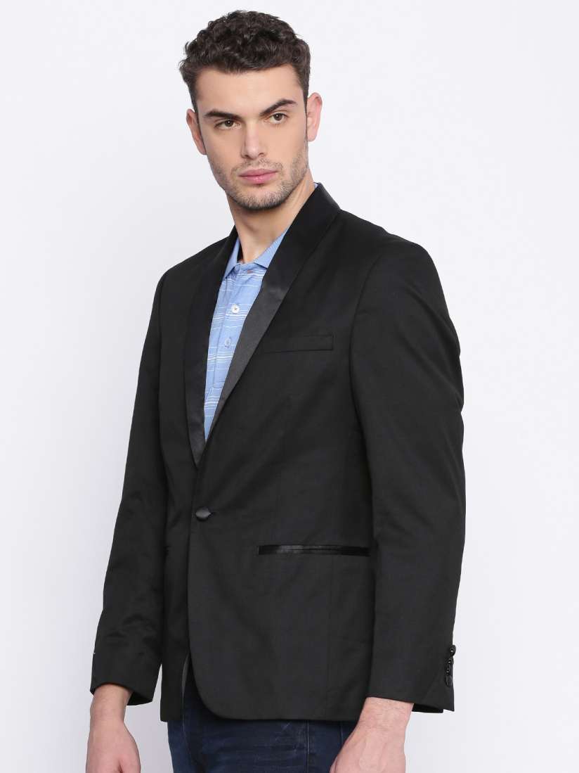 Buy Jack Jones Black Single Breasted Blazer Blazers for Men 1676013 Myntra