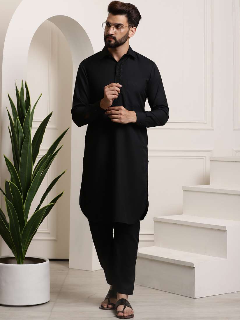 Buy SOJANYA Black Kurta Pyjama Kurta Sets for Men 1676149 Myntra