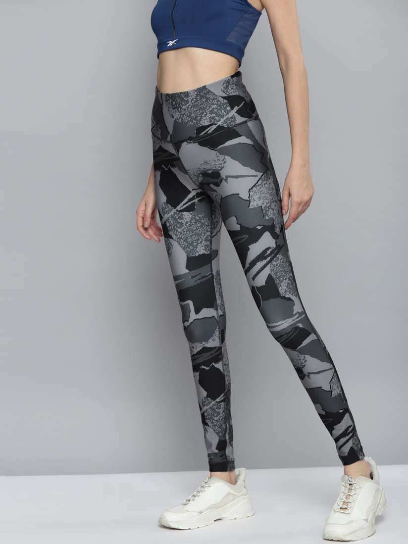 Buy Reebok Women Black Grey Workout Ready Printed Speedwick Training High Rise Tights Tights for Women 16761834 Myntra