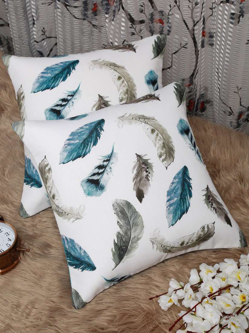 Feather print cushion cover top