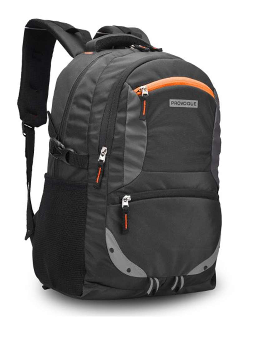 Buy Provogue Unisex Black Grey Brand Logo Backpack With Reflective Strip Backpacks for Unisex 16775922 Myntra