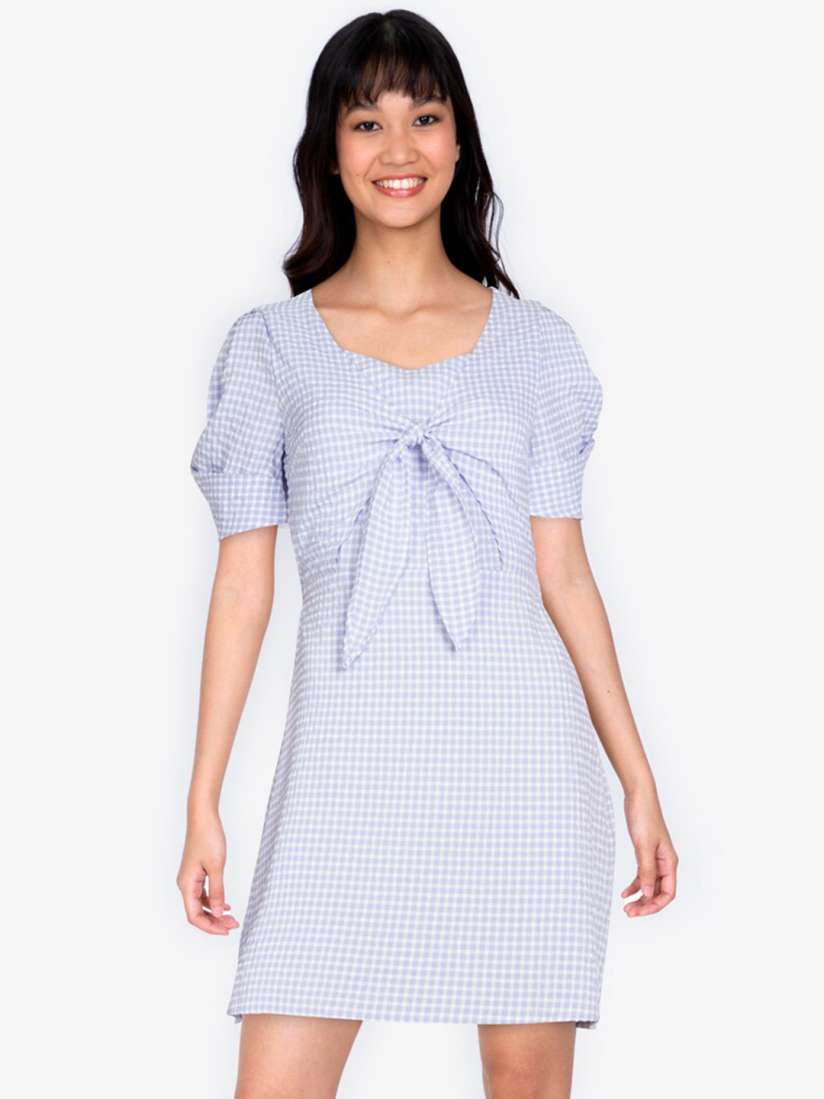 Buy ZALORA BASICS Blue White Checked A Line Dress Dresses for Women 16779848 Myntra