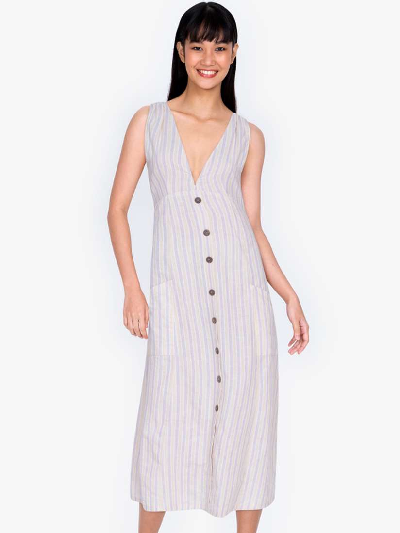 Buy ZALORA BASICS Multicoloured Striped A Line Deep V Button Down Midi Dress Dresses for Women 16781672 Myntra